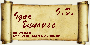 Igor Dunović vizit kartica